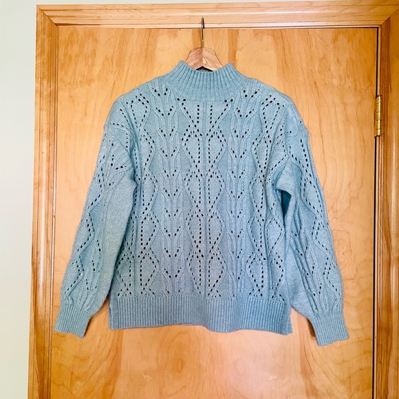 Loft mock neck eyelet sweater - Picture 2 of 6